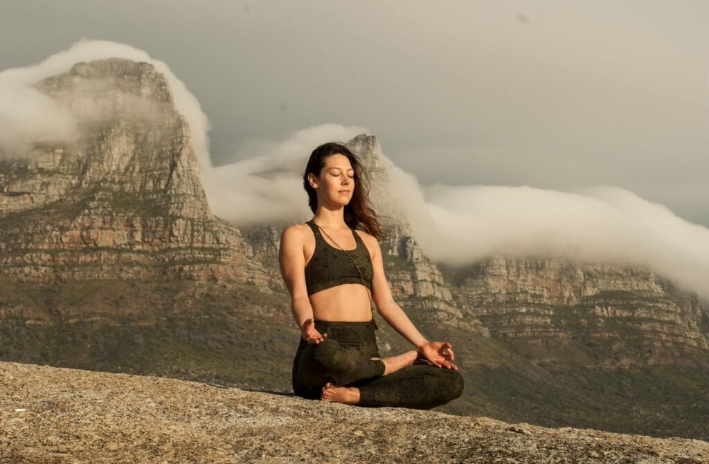 Woman meditating in a peaceful space